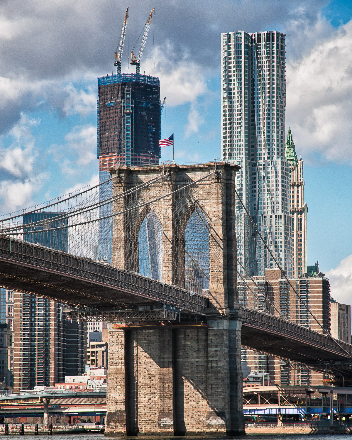 Brooklyn Bridge and WTC Under Construction | Joe Ligammari Photography